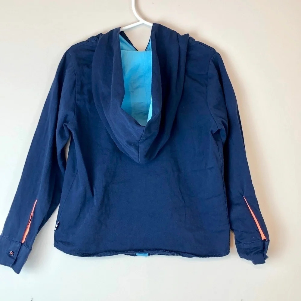 Splendid | Boys Navy Hooded Button Down Shirt 5/6 - Picture 3 of 5